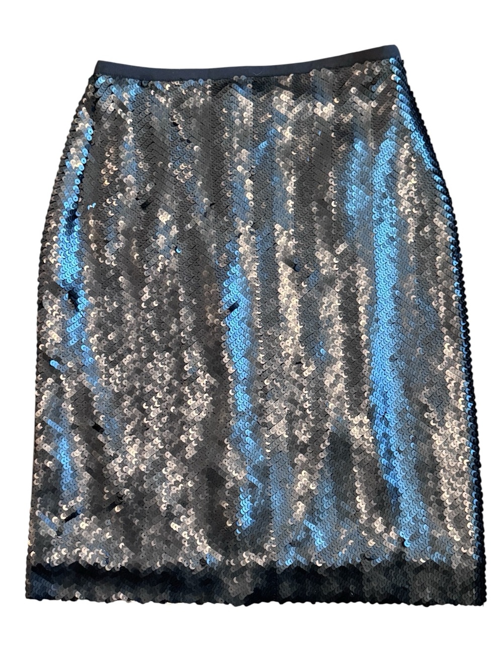 J. Crew Silver Sequin Pencil Skirt with Black Trim